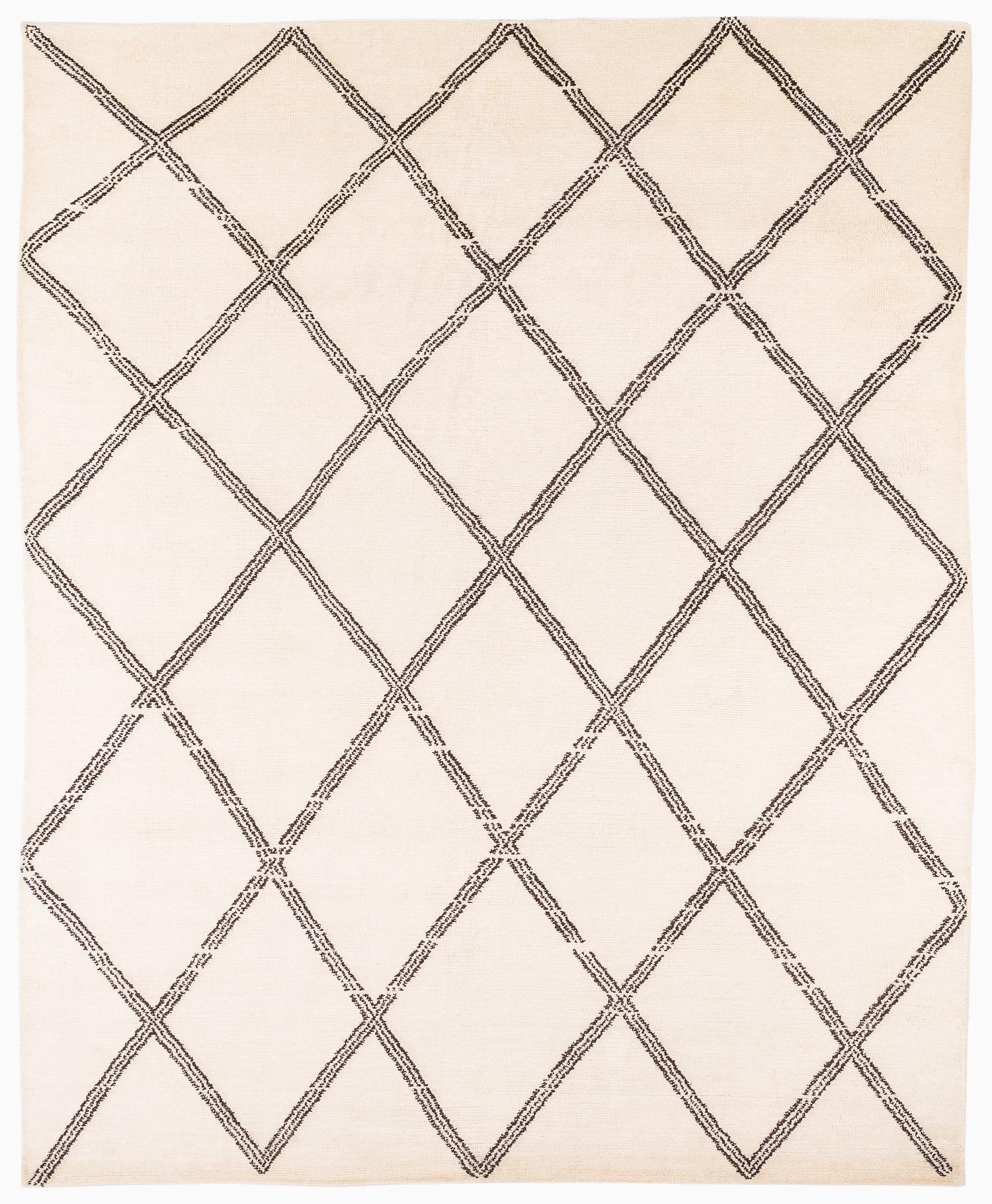 Tapis moderne minimaliste croixhatch crème fait à la main en mohair de Joseph Carini en vente 1