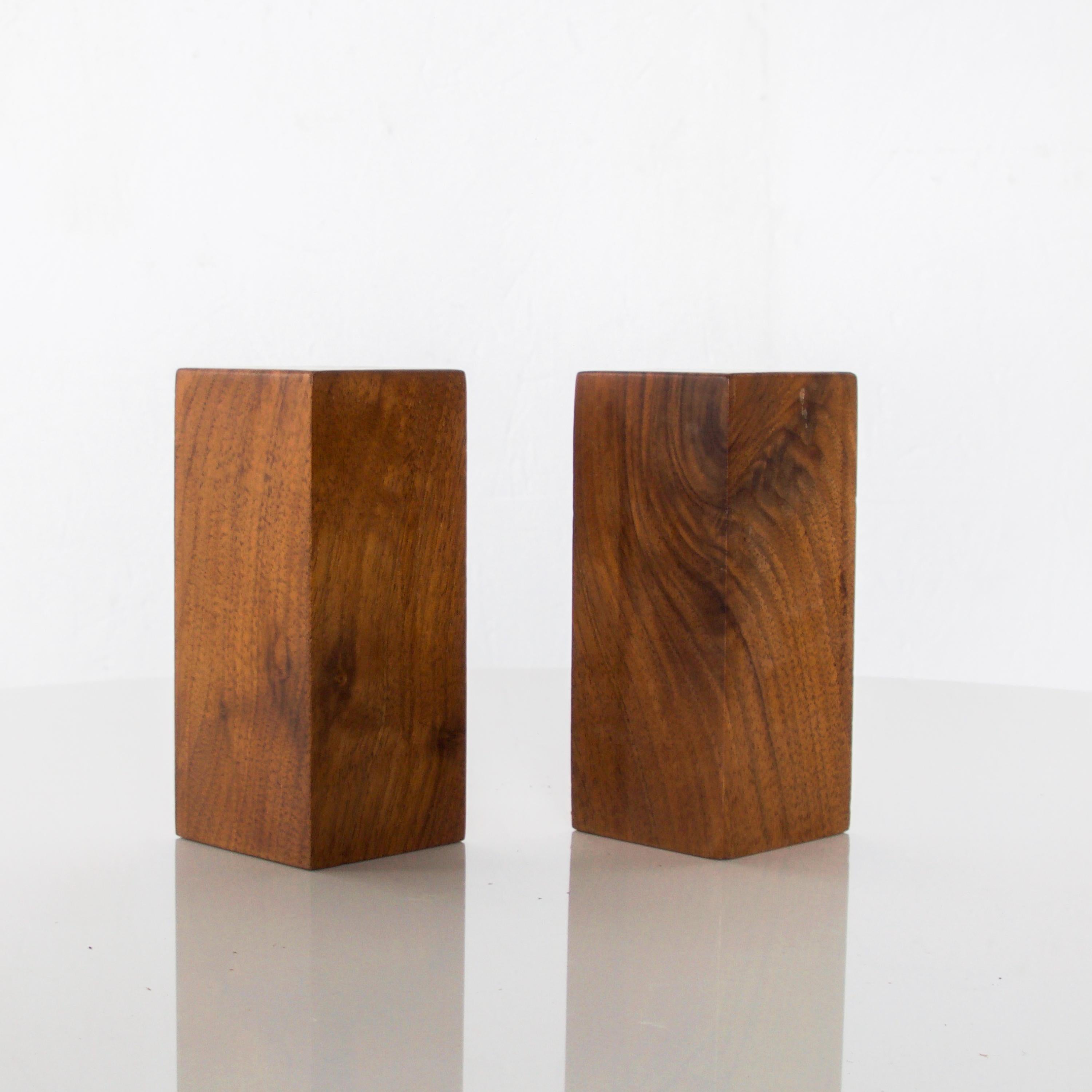 Mid-Century Modern 1970s Modernist Salt Pepper Shaker Set Cube Block Walnut Wood 