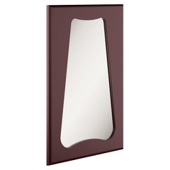 Modern Minimalist Customizable Framed Mirror Dark Red Noire Matte Wood Lacquer