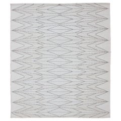 Modern Minimalist Design Flat-Weave Rug in Gray, Taupe and Ivory