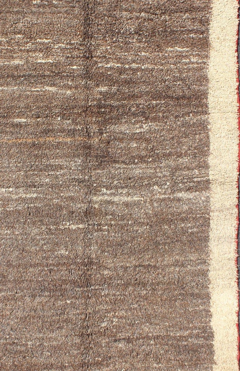 Modern and Minimalist Design Turkish Vintage Tulu Rug in Light Taupe ...