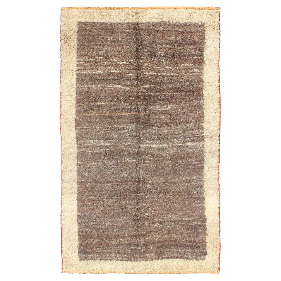 3x4 Ft Minimalist Mid-Century Handmade Tulu Rug, All Natural Beige and ...