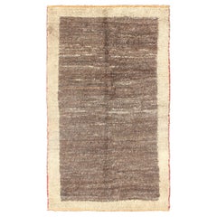 Modern & Minimalist Design Turkish Vintage Tulu Rug in Light Taupe and Brown