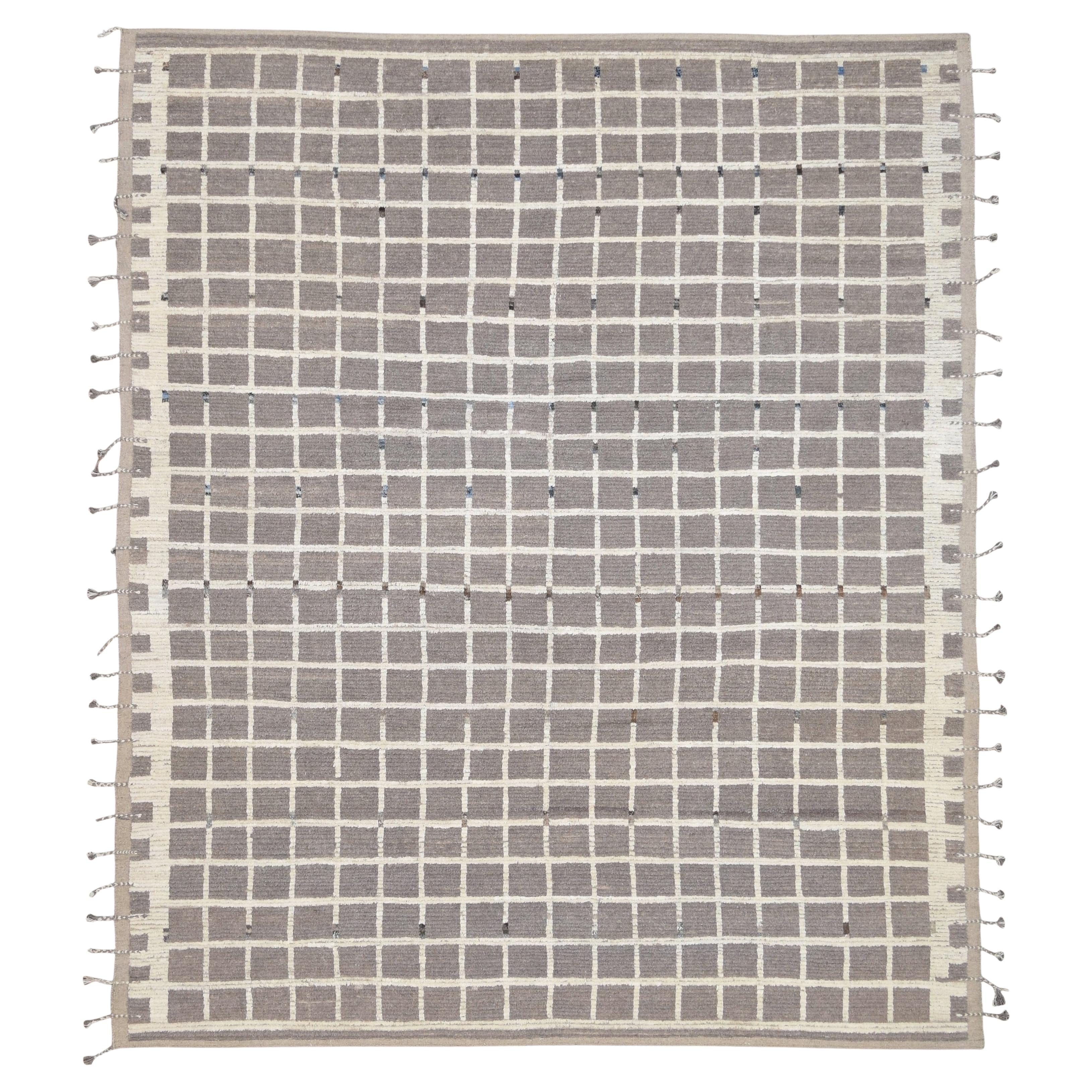 Alfombra de lana de diseño geométrico minimalista y moderno 9'7''x11'3''