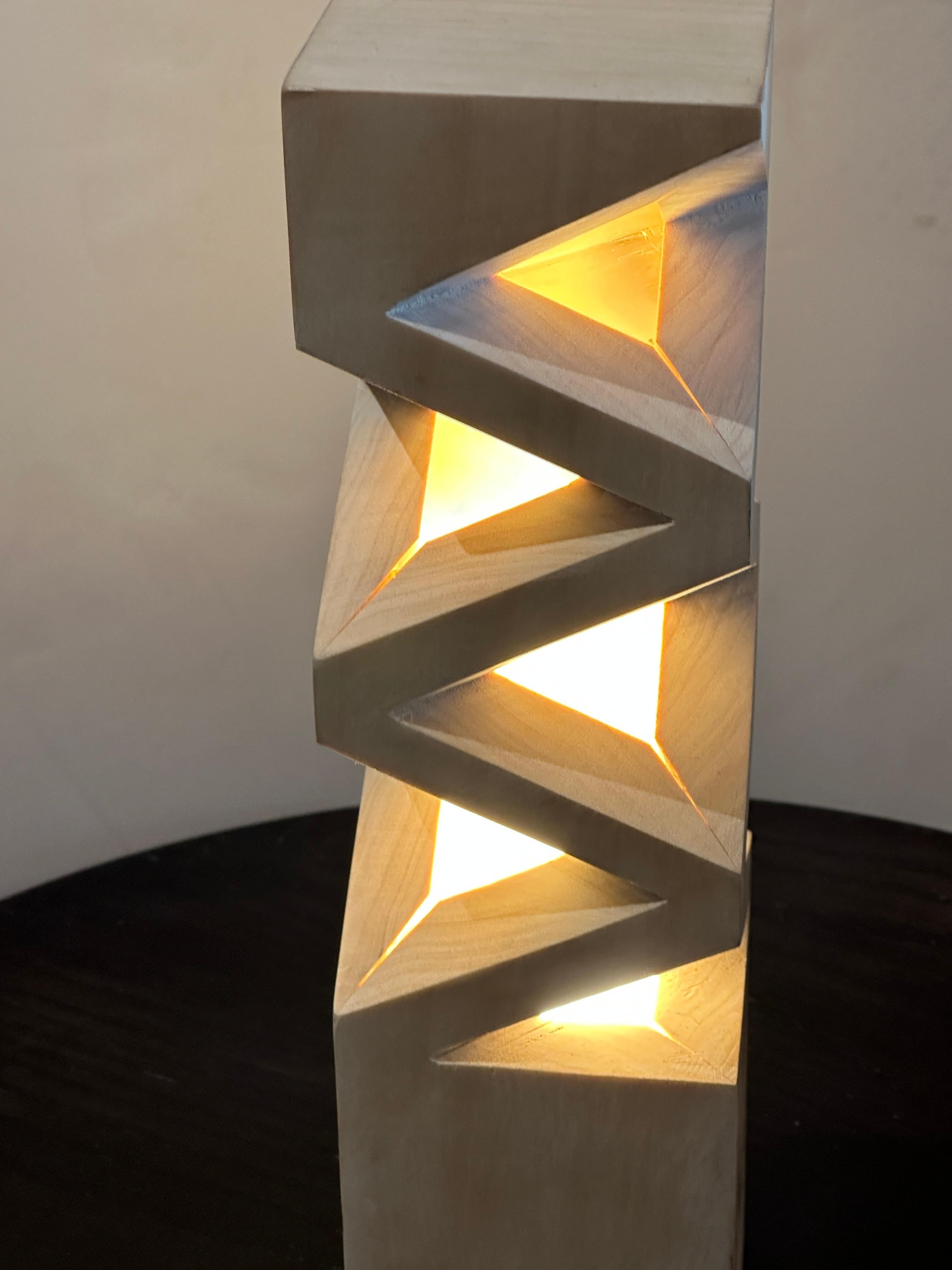 geometric wood lamp