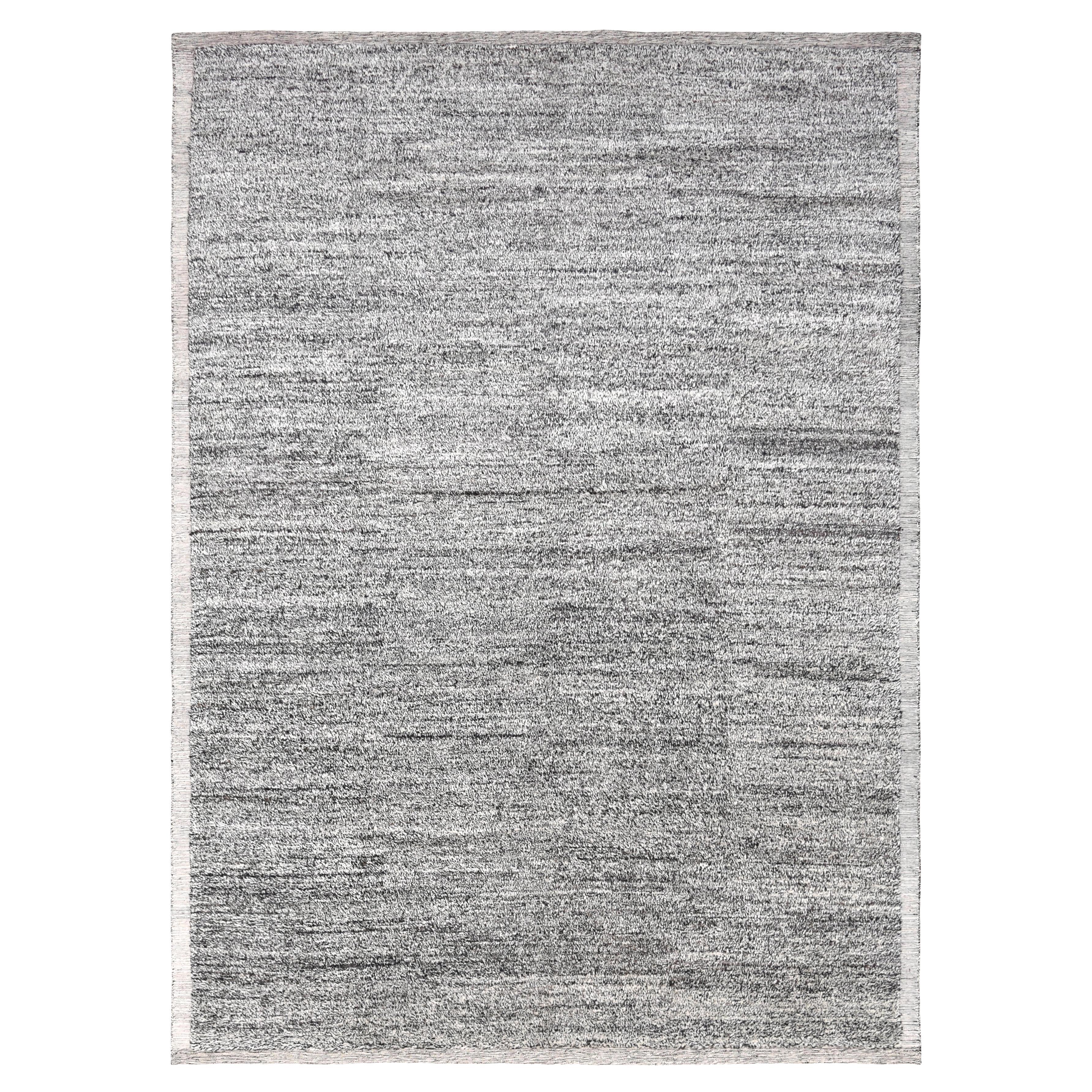 Modern Minimalist Gray Textured Plush Wool Rug 9'x12'6''
