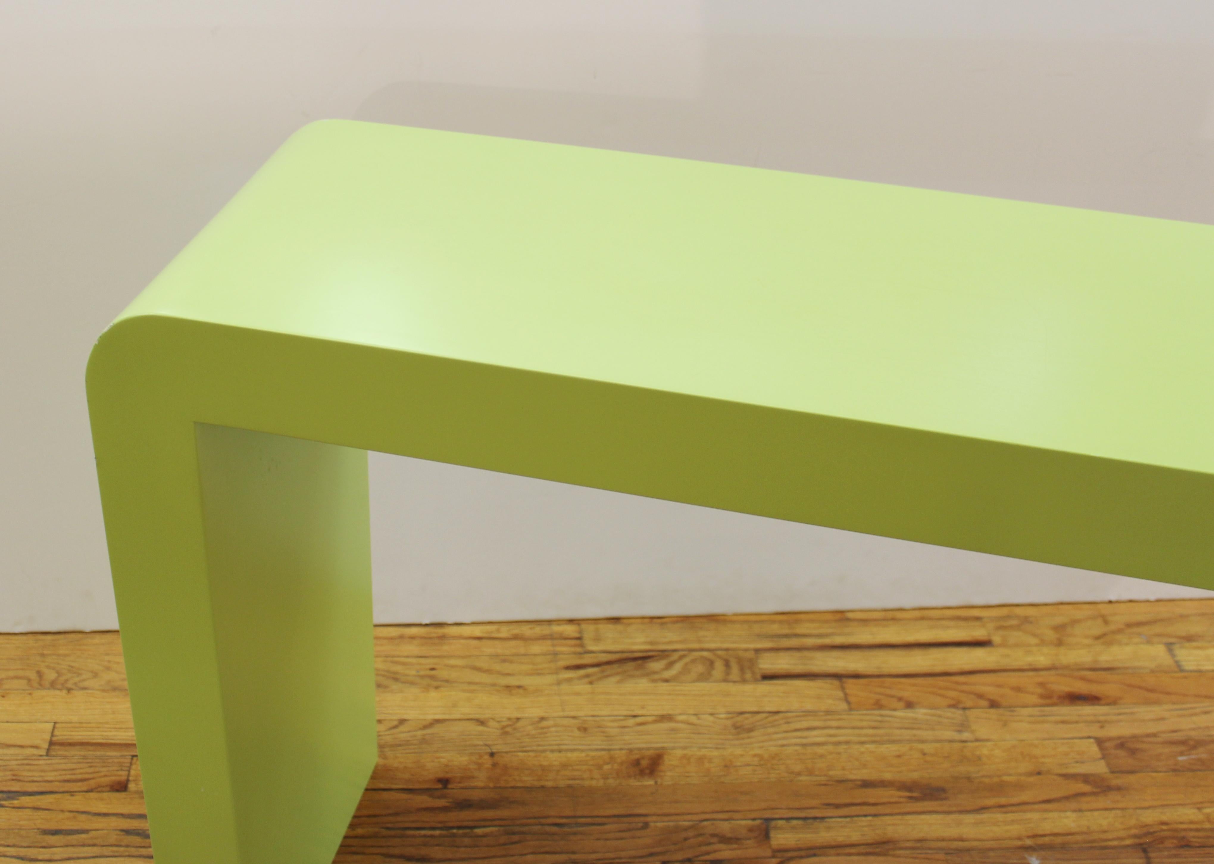 Modern Minimalist Green Waterfall Console For Sale 1