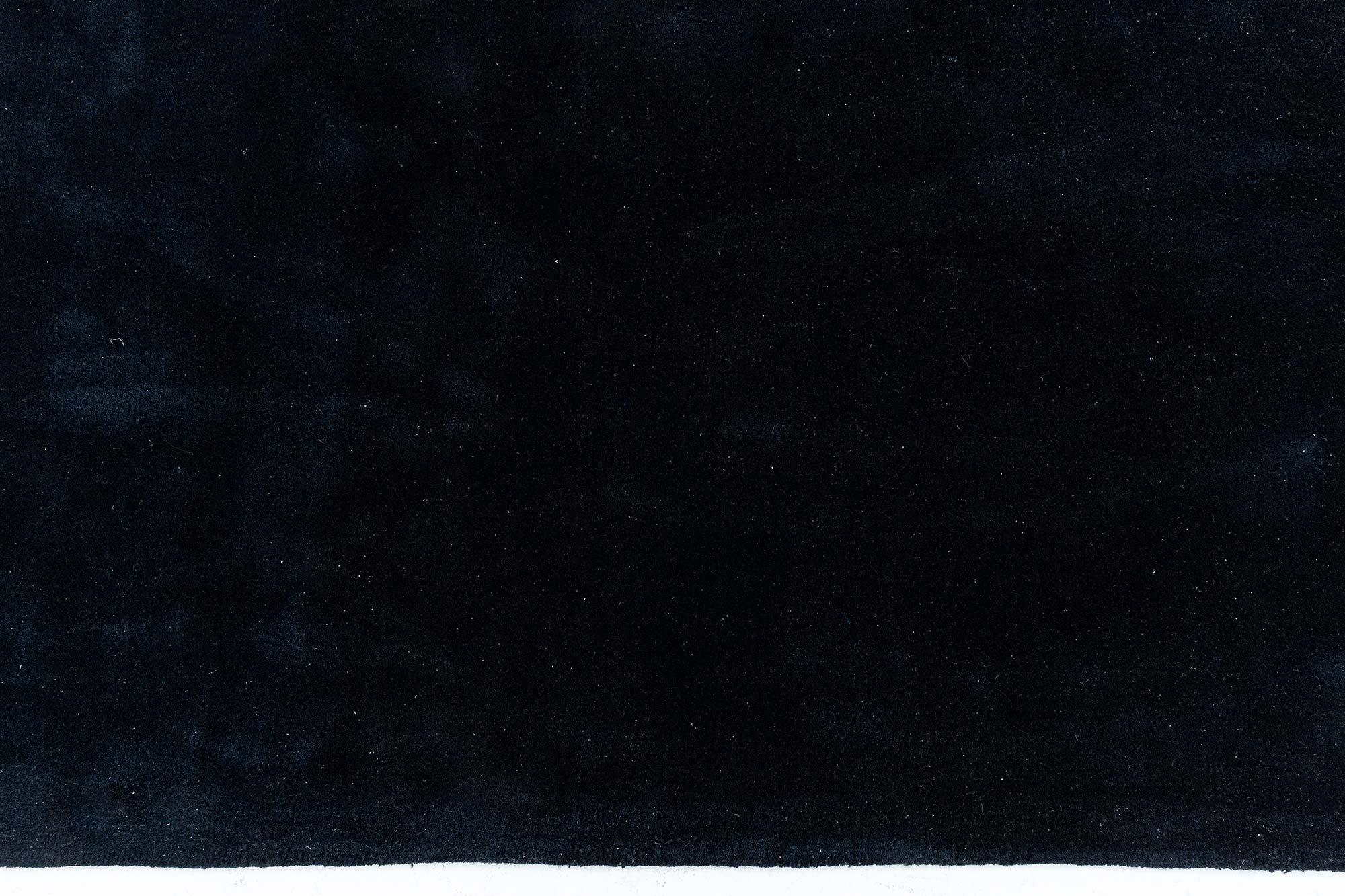 Indian Modern Minimalist Hand-Knotted Black Wool Runner by Doris Leslie Blau For Sale
