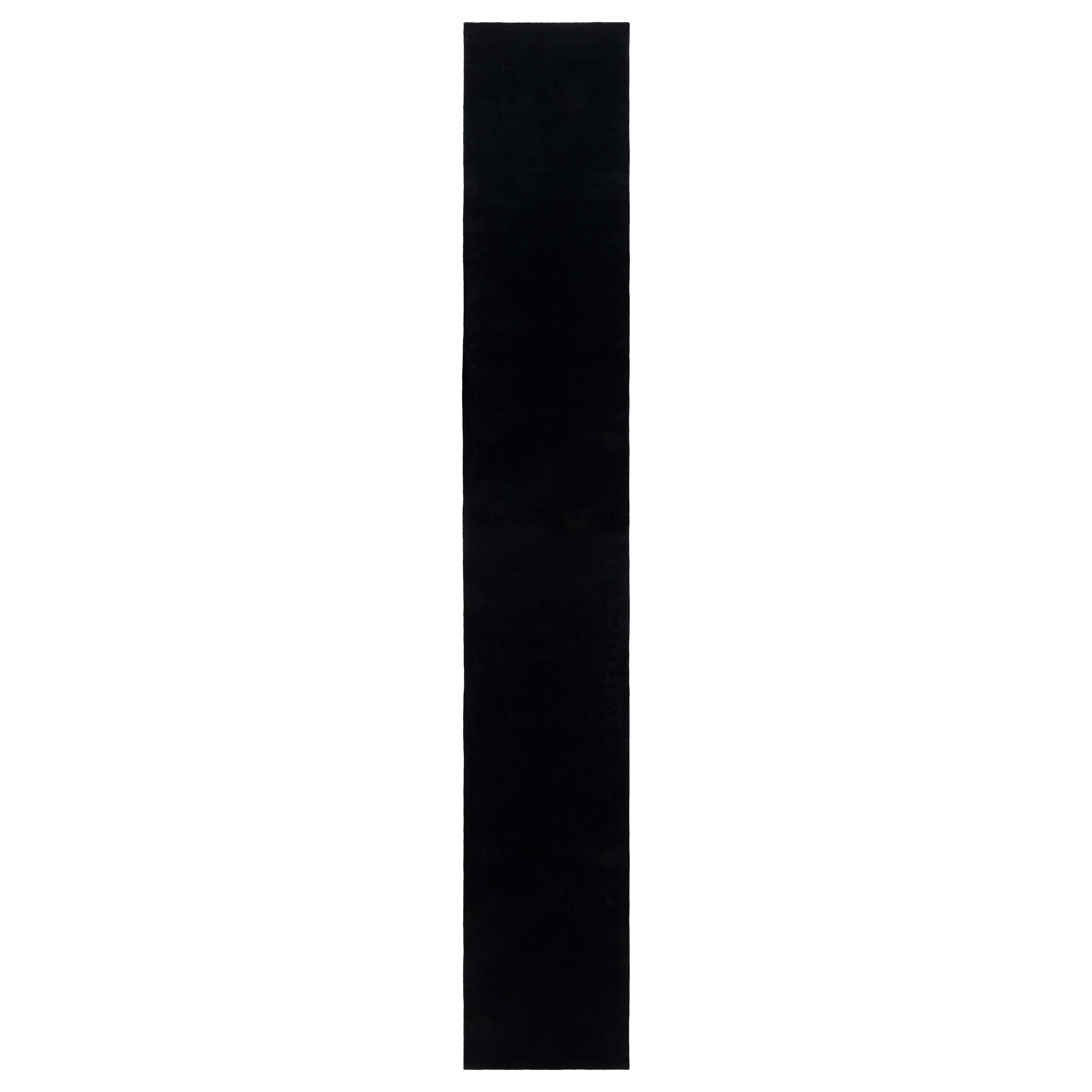 Modern Minimalist Hand-Knotted Black Wool Runner by Doris Leslie Blau For Sale
