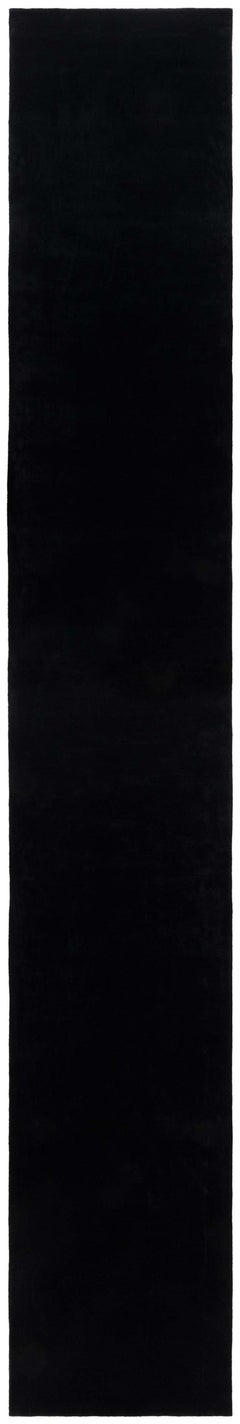 Modern Minimalist Hand-Knotted Black Wool Runner by Doris Leslie Blau