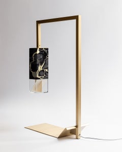 Contemporary Gold Black Marble Handmade Table Lamp by Formaminima