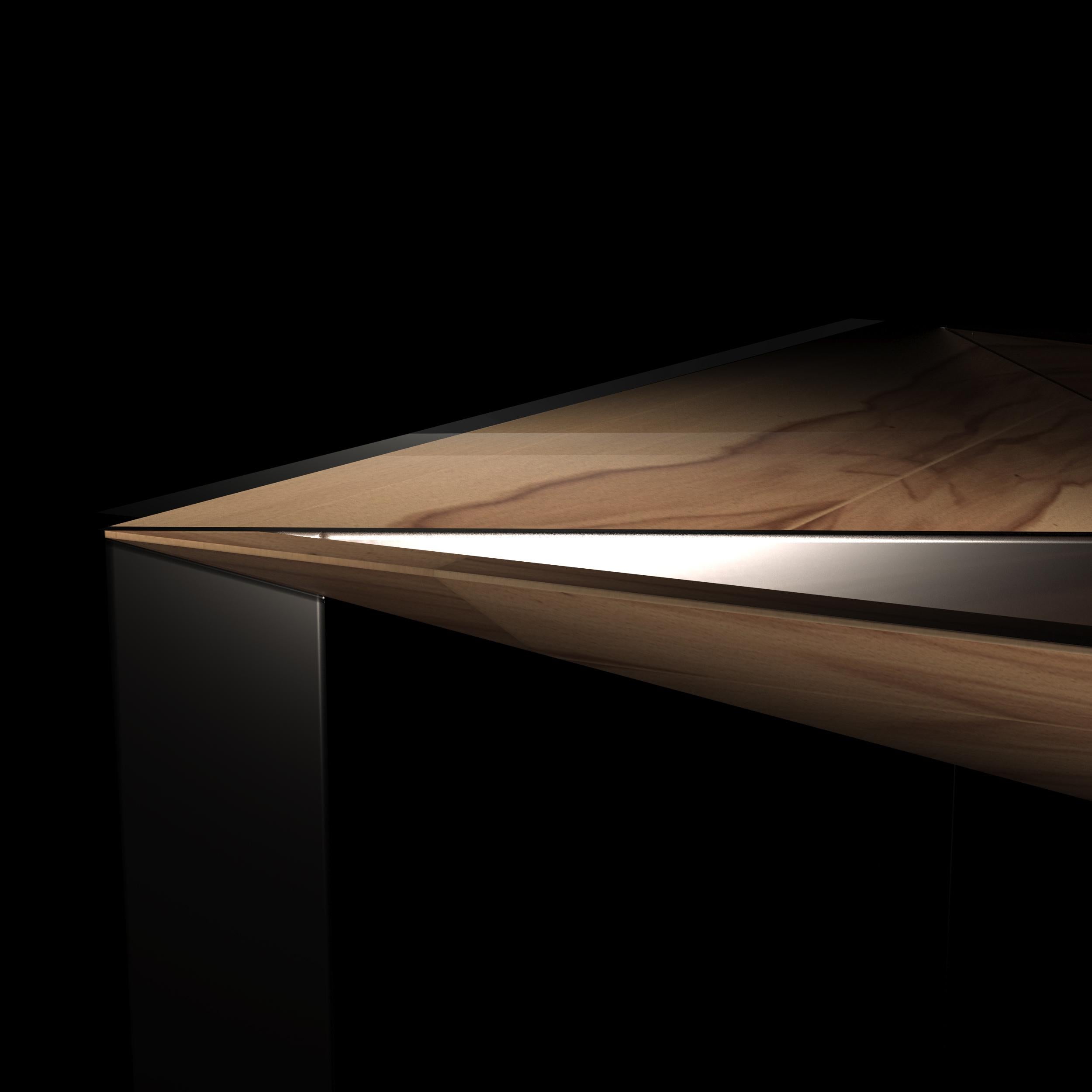 Bureau d'écriture moderne et minimaliste pour la maison en bois de citronnier et acier inoxydable brossé en vente 9