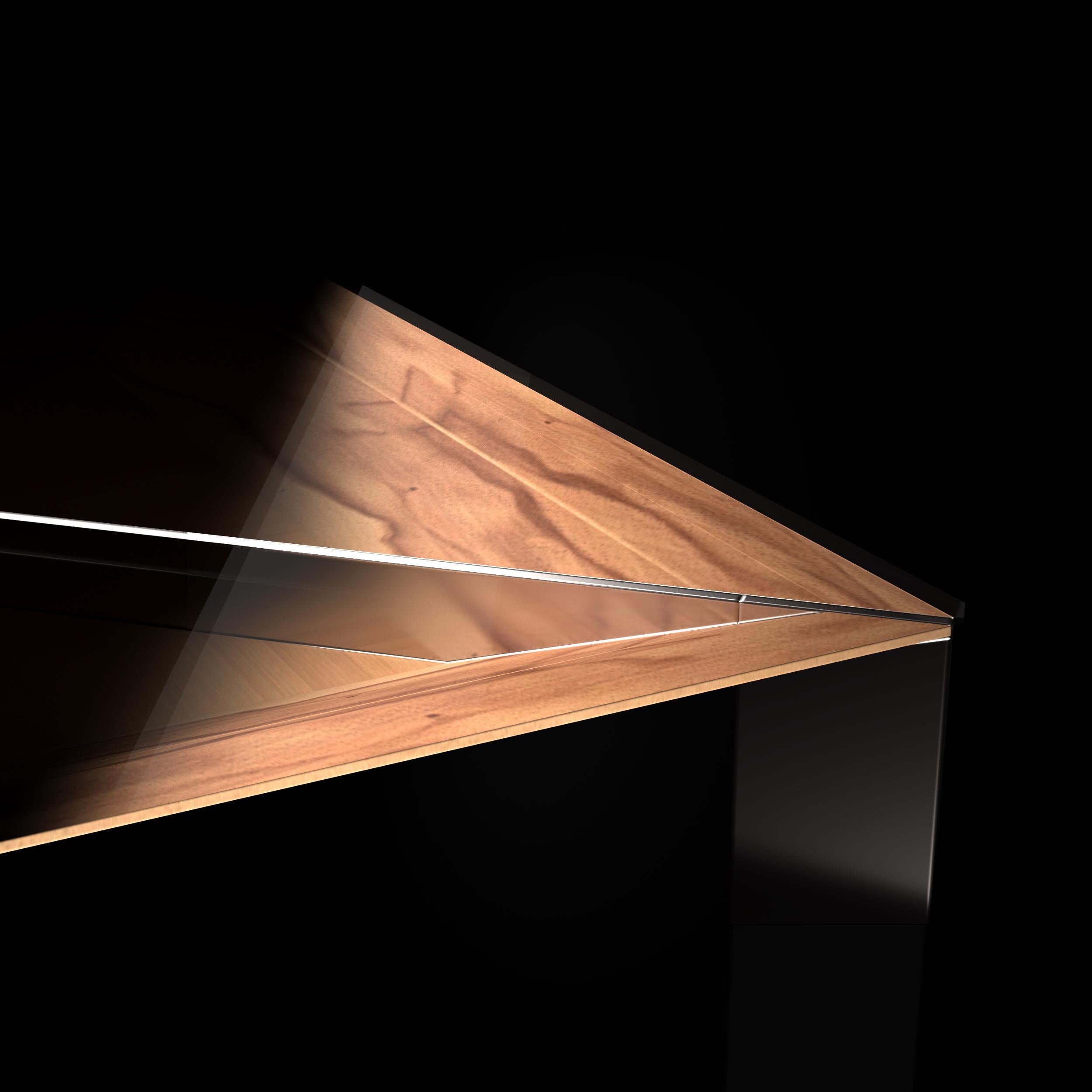 Bureau d'écriture moderne et minimaliste pour la maison en bois de citronnier et acier inoxydable brossé en vente 10