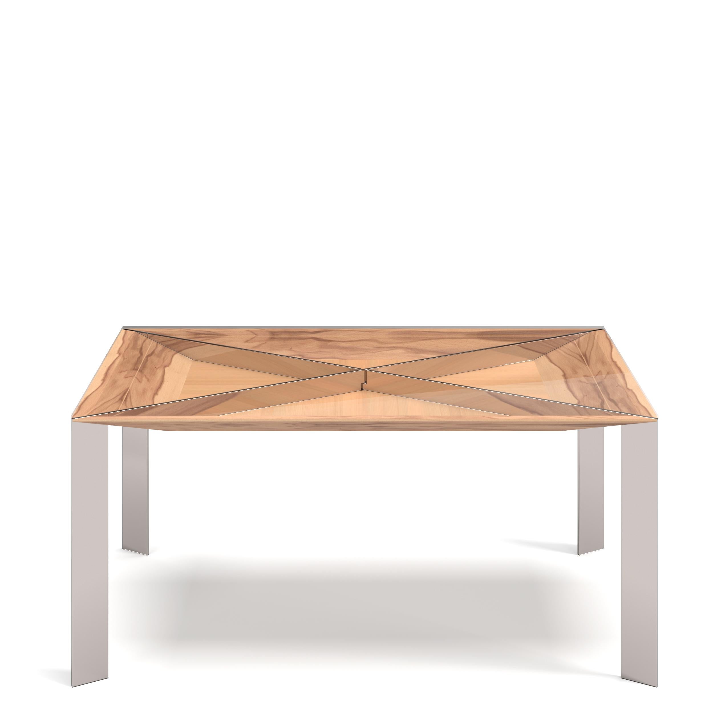 Moderne Bureau d'écriture moderne et minimaliste pour la maison en bois de citronnier et acier inoxydable brossé en vente