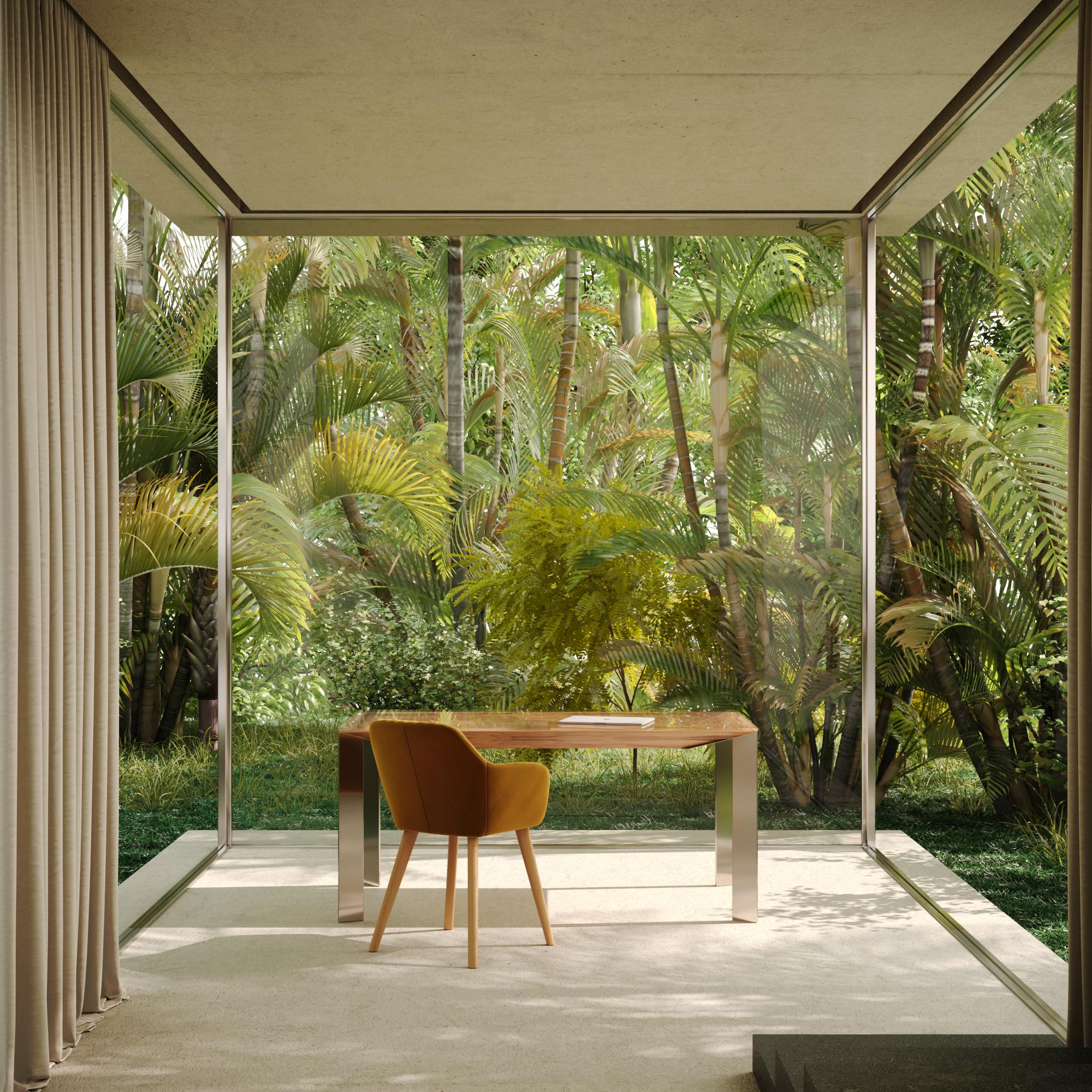 Bureau d'écriture moderne et minimaliste pour la maison en bois de citronnier et acier inoxydable brossé Neuf - En vente à Vila Nova Famalicão, PT