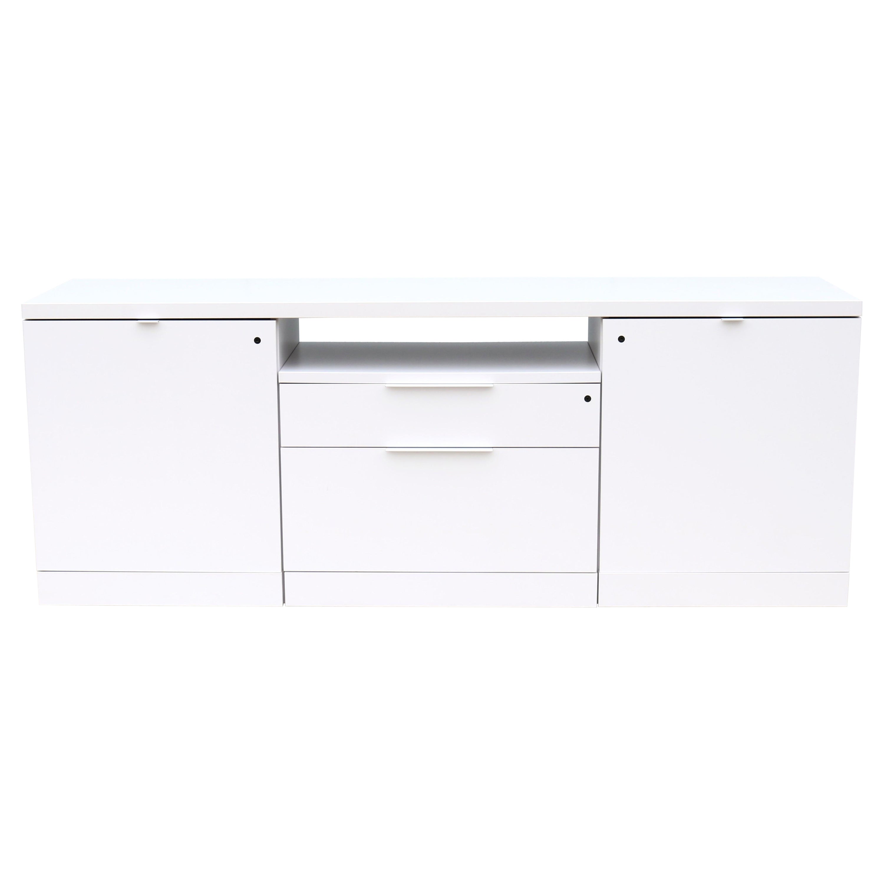 Modern Minimalist Knoll Reff Profiles Classic Credenza Sideboard in Bright White For Sale