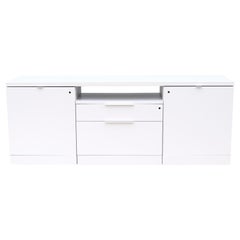 Modern Minimalist Knoll Reff Profiles Classic Credenza Sideboard in Bright White