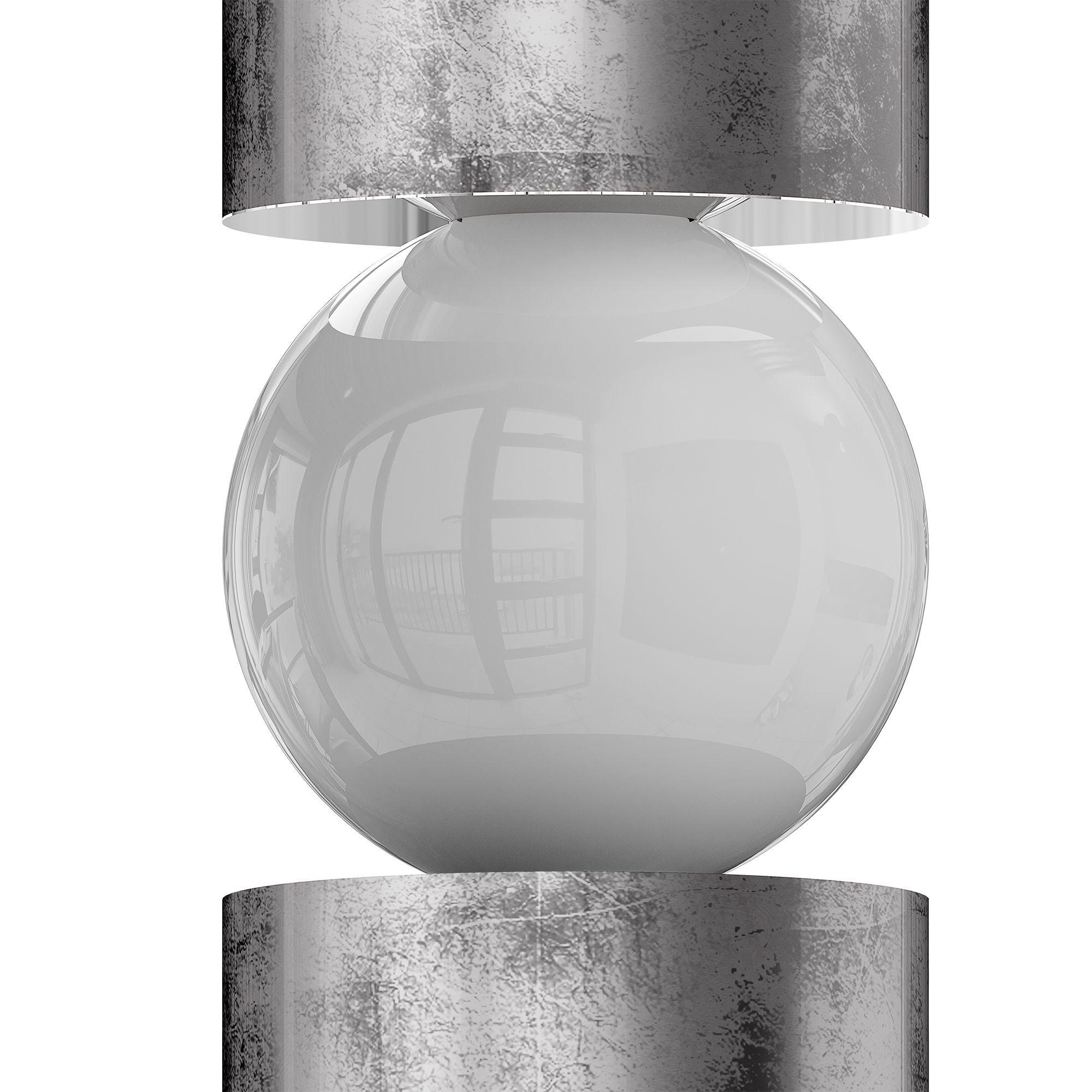 Modern Minimalist Metalic Table Lamp Round Shape Silver Leaf Frosted Glass Light In New Condition For Sale In Porto, PT
