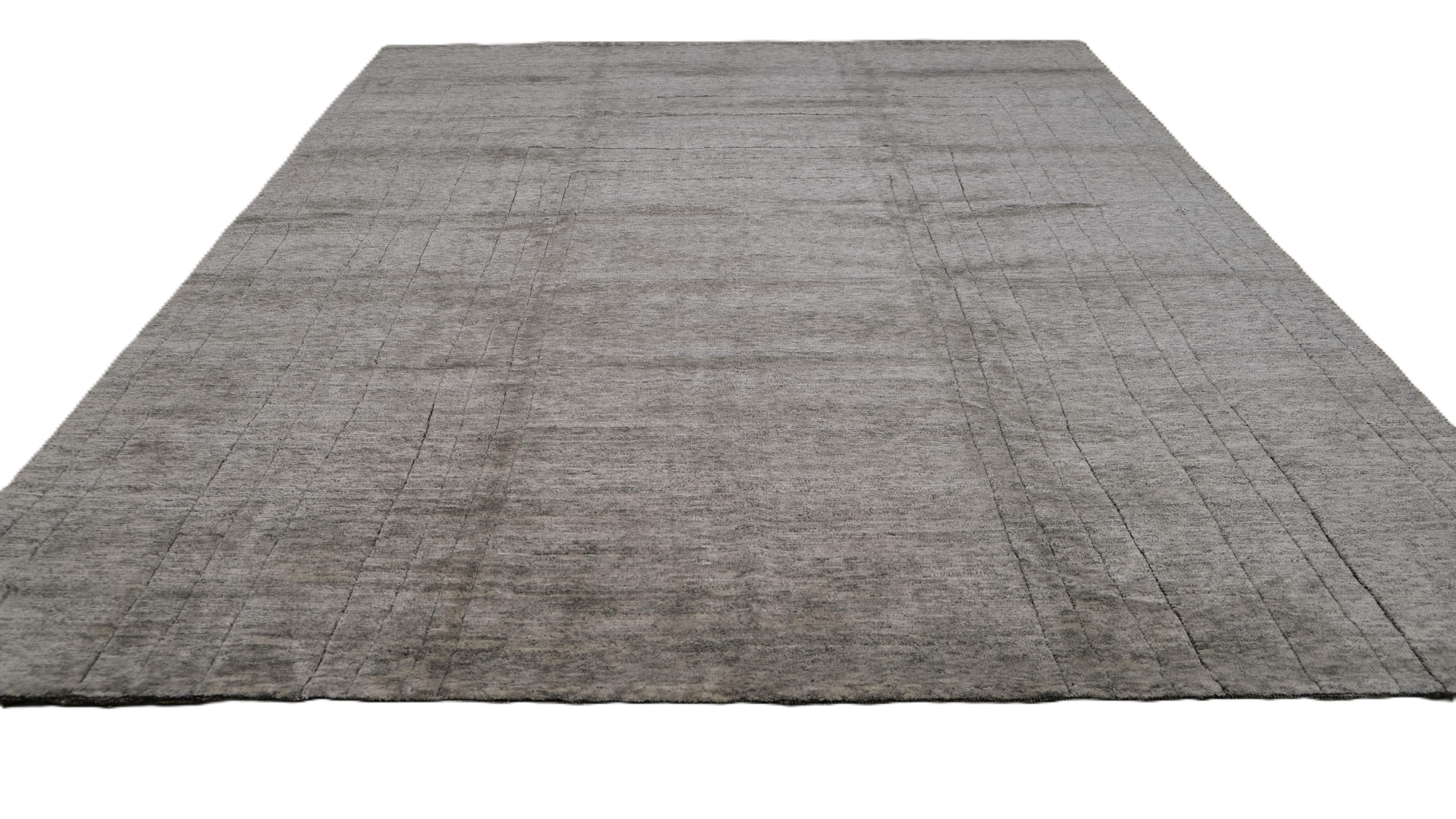 Tappeto moderno minimalista in lana grigia di metà secolo 9'2''x12' In condizioni Nuovo in vendita a Torrance, CA