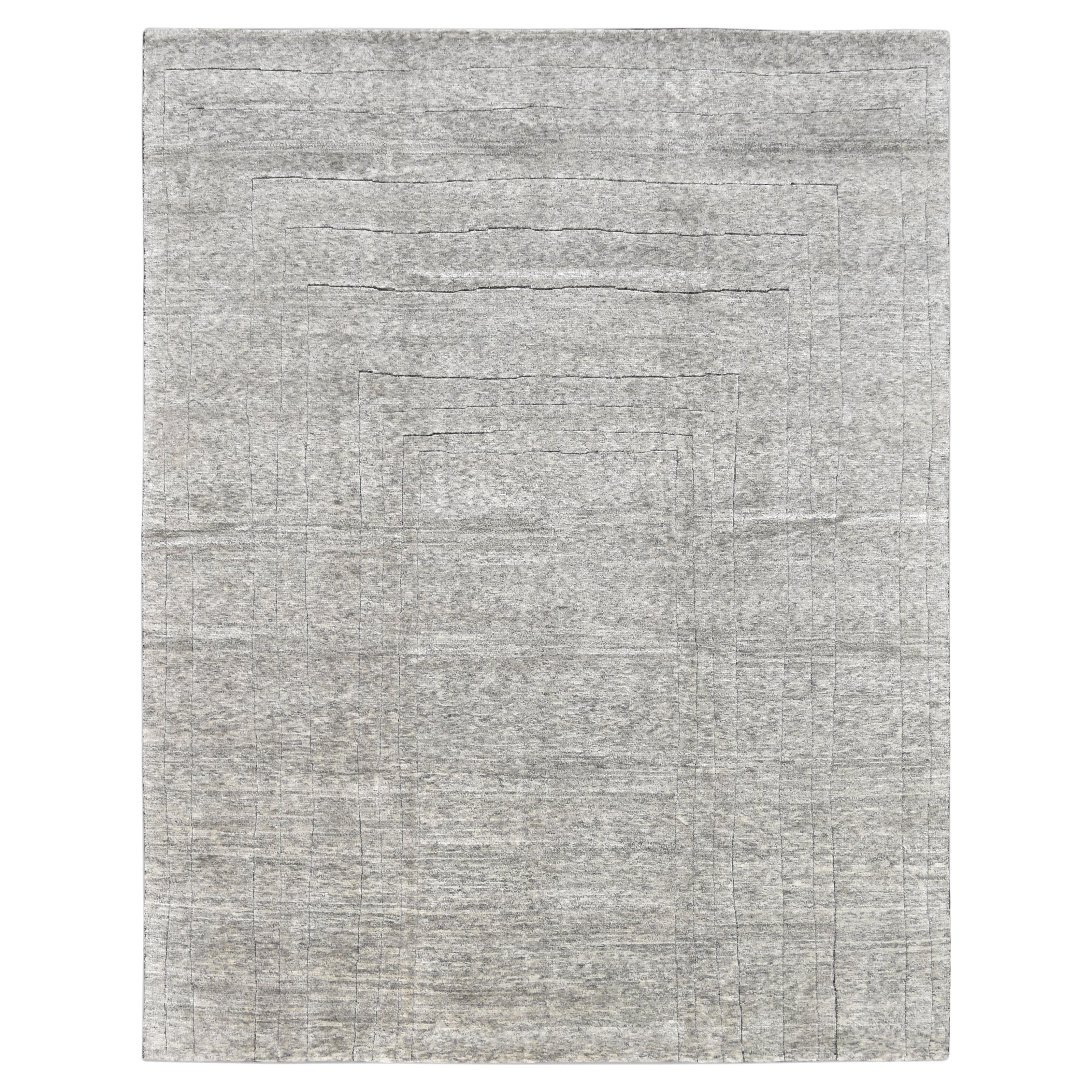 Modern Minimalist Mid Century Gray Wool Rug 9'2''x12'
