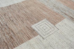 Modern Minimalist Mid-Century Style Wool Rug in Beige, Copper, and Grey Tones