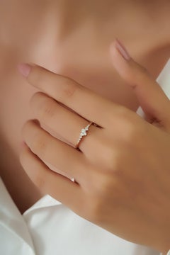Modern Minimalist Natural Round Diamond Cluster Stacking Ring in 14K Yellow Gold