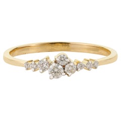 Modern Minimalist Natural Round Diamond Cluster Stacking Ring in 14K Yellow Gold