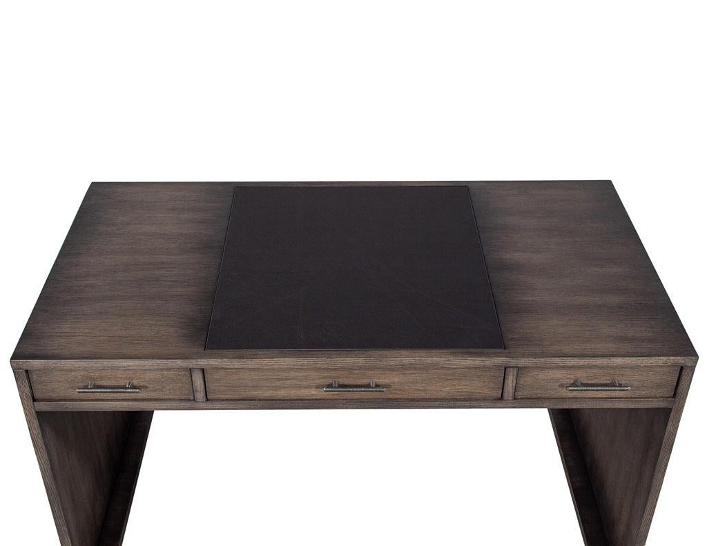 Modern Minimalist Oak Leather Top Writing Desk For Sale 7