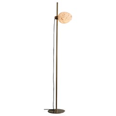 Modern Minimalist 'Polar' Floor Lamp with stardust in Matte Brass by Baiba Glass