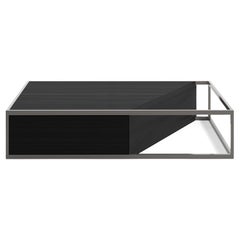 Modern Minimalist Rectangular Center Coffee Table Black Oak Wood Black Lacquer