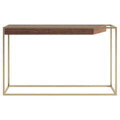 Tavolo da console rettangolare moderno e minimalista in Wood Wood e ottone spazzolato