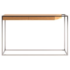 Consola rectangular minimalista moderna Madera de roble y acero inoxidable cepillado