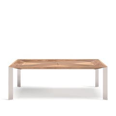 Mesa de Comedor Rectangular Moderna y Minimalista Madera Satinada y Acero Inoxidable Cepillado