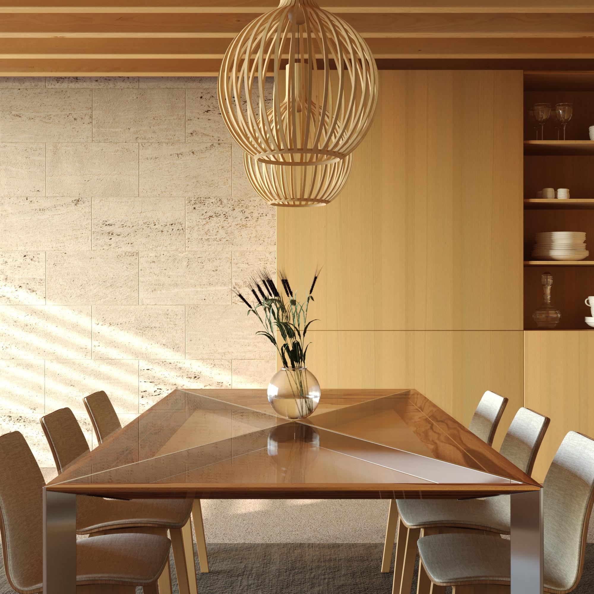 Brossé Table de salle à manger rectangulaire moderne et minimaliste en bois de satin et acier inoxydable brossé en vente
