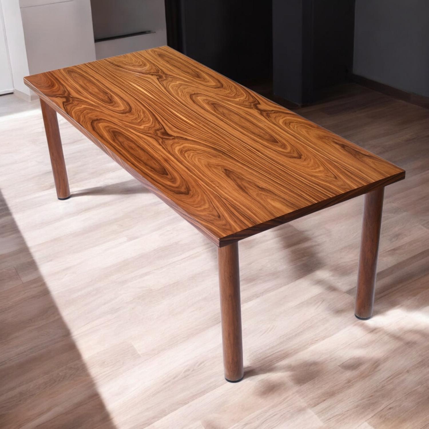 Post-Modern Modern Minimalist Rosewood Rectangular Dining Table With Tubular Legs For Sale