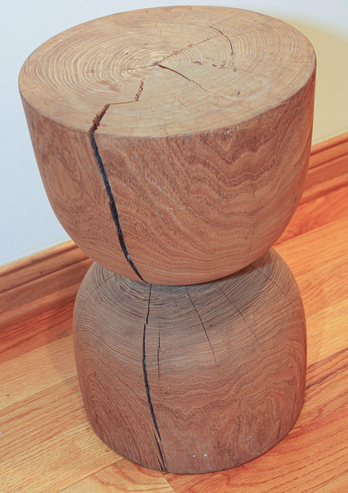 Vintage Modern minimalist sculptural wood log stool.
Simplicity of rustic design with the naturally beautiful pattern and warm neutral hues of this timeless wood log stool.
This beautiful hand made piece of wood has a distressed design, the stool
