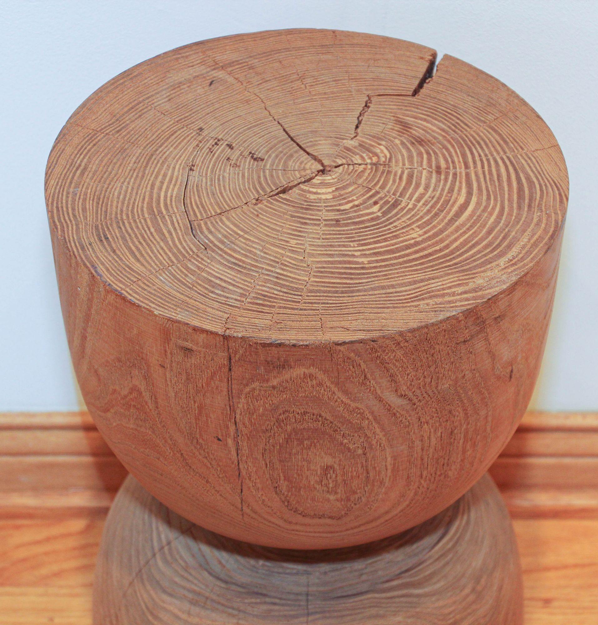 wooden hourglass stool