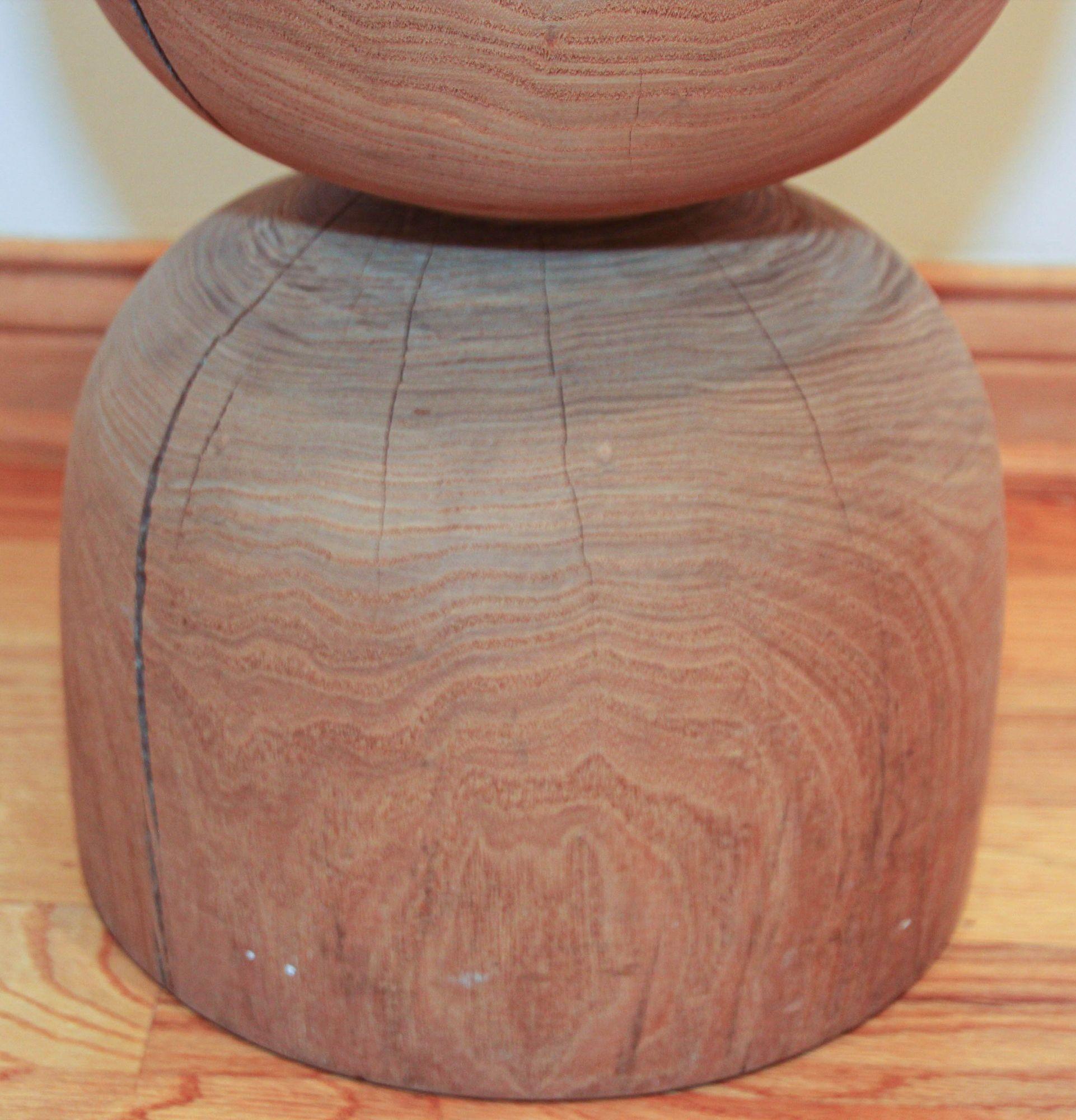 Hand-Carved Modern Minimalist Sculptural Wood Log Stool For Sale
