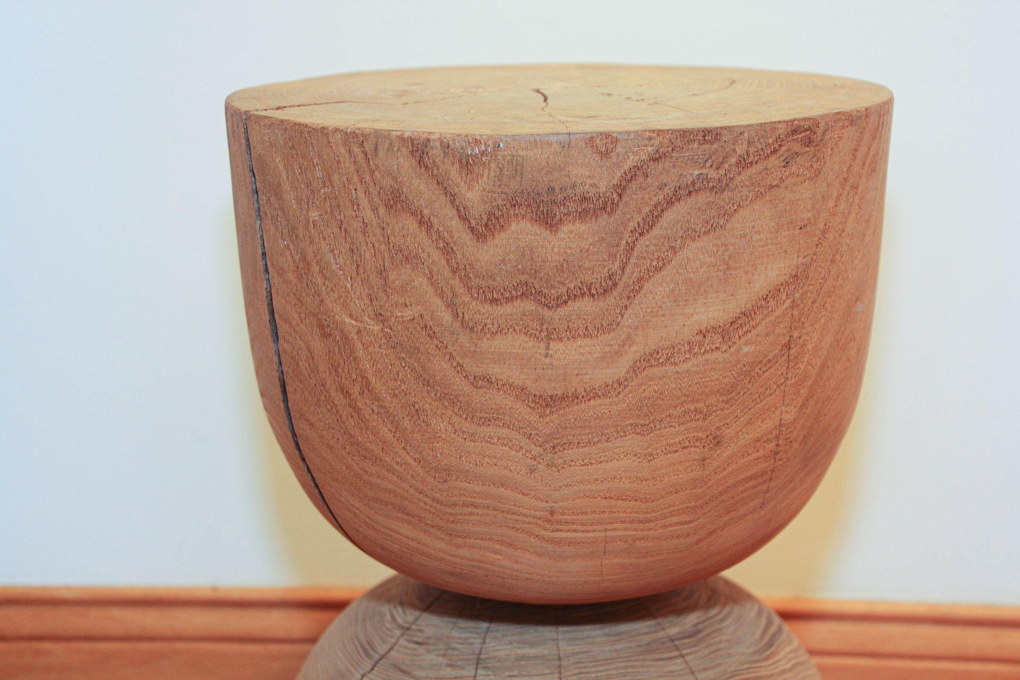 Modern Minimalist Sculptural Wood Log Stool In Distressed Condition For Sale In North Hollywood, CA