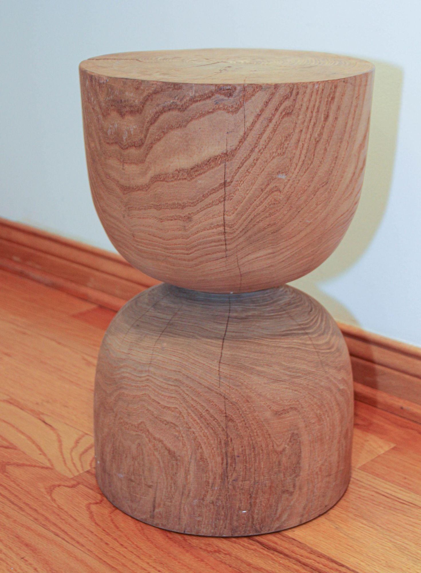 20th Century Modern Minimalist Sculptural Wood Log Stool For Sale
