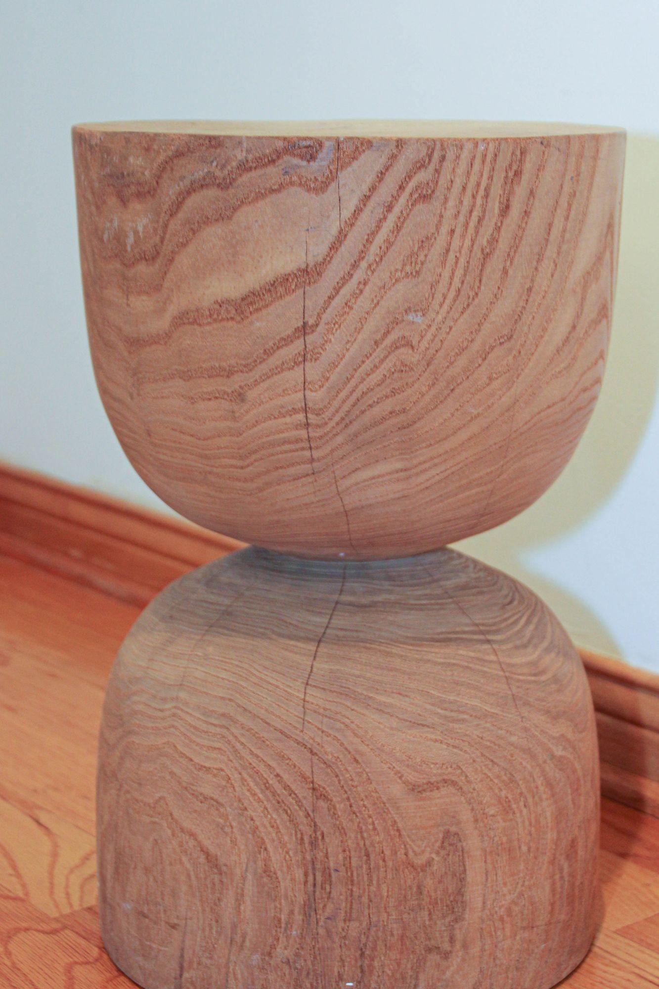 Modern Minimalist Sculptural Wood Log Stool For Sale 1