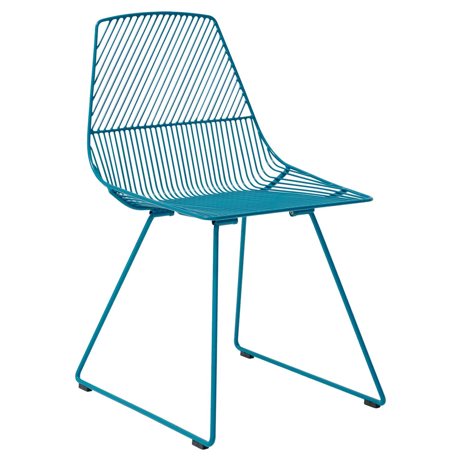 Modern Minimalist Side Chair, Ethel Chair in Peacock Blue by Bend Goods