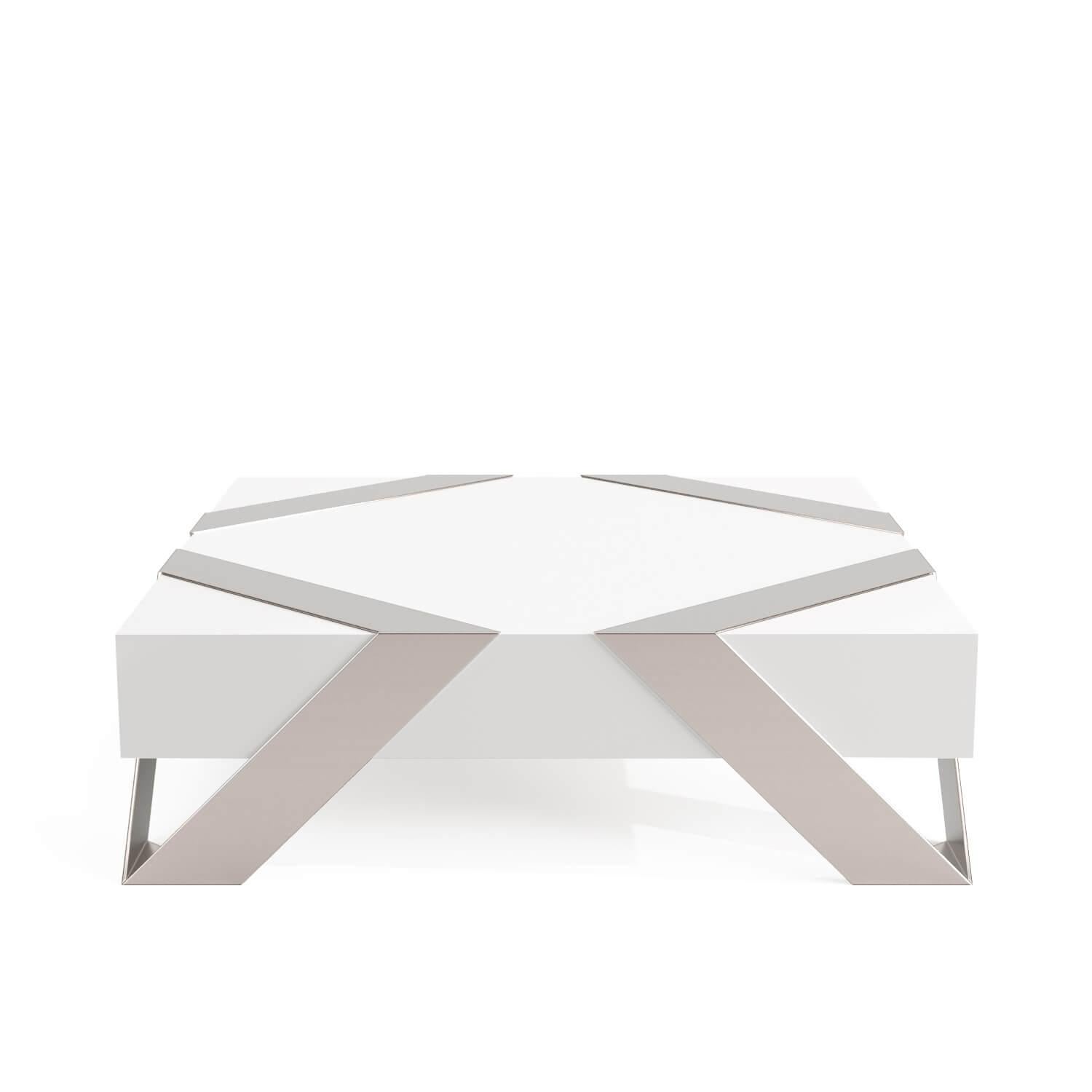 Table basse centrale carrée moderne et minimaliste en verre et acier inoxydable poli en vente 6