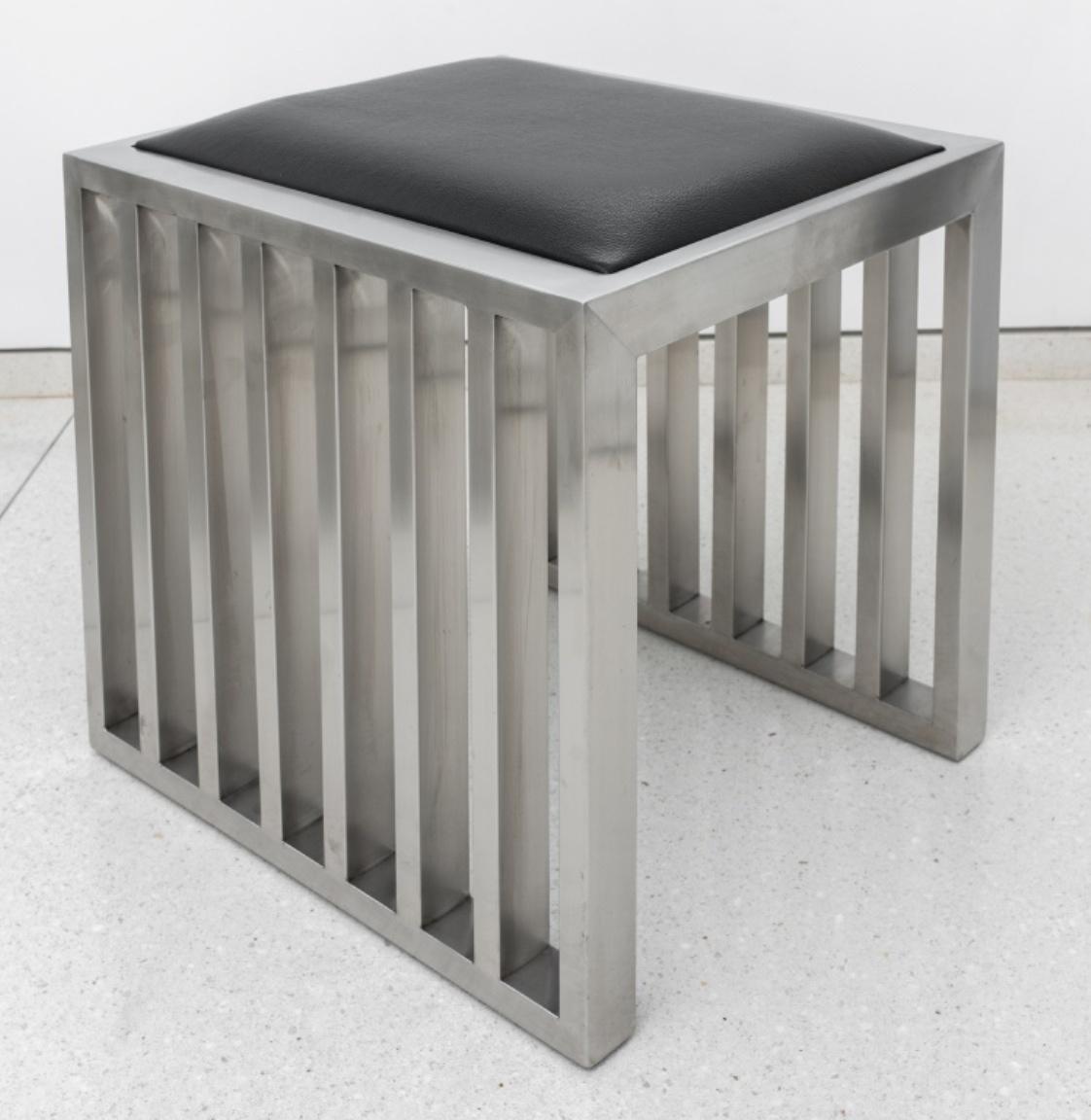 Modern Minimalist Stainless Steel Stools, Pair For Sale at 1stDibs