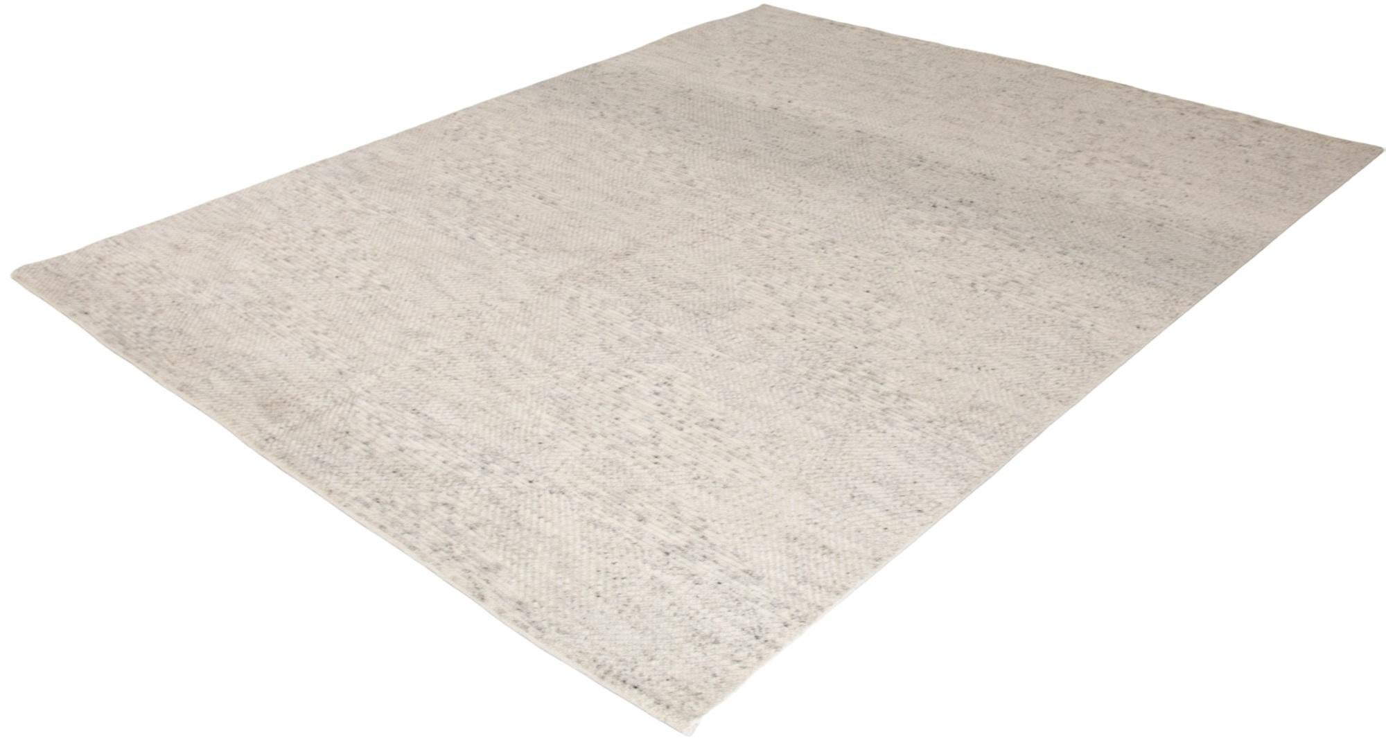 Organic Modern Modern Minimalist Textured Hand-Knotted Cream Beige Wool Rug For Sale