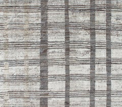 Modern Minimalist Textured Undyed Wool Rug