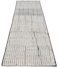 Modern Minimalist Textured Undyed Wool Rug Runner