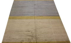 Tappeto tibetano moderno e minimalista fatto a mano in lana e seta nei toni della terra