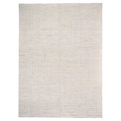 Alfombra moderna minimalista de lana con motivos geométricos crema marfil 11'6''x15'9''