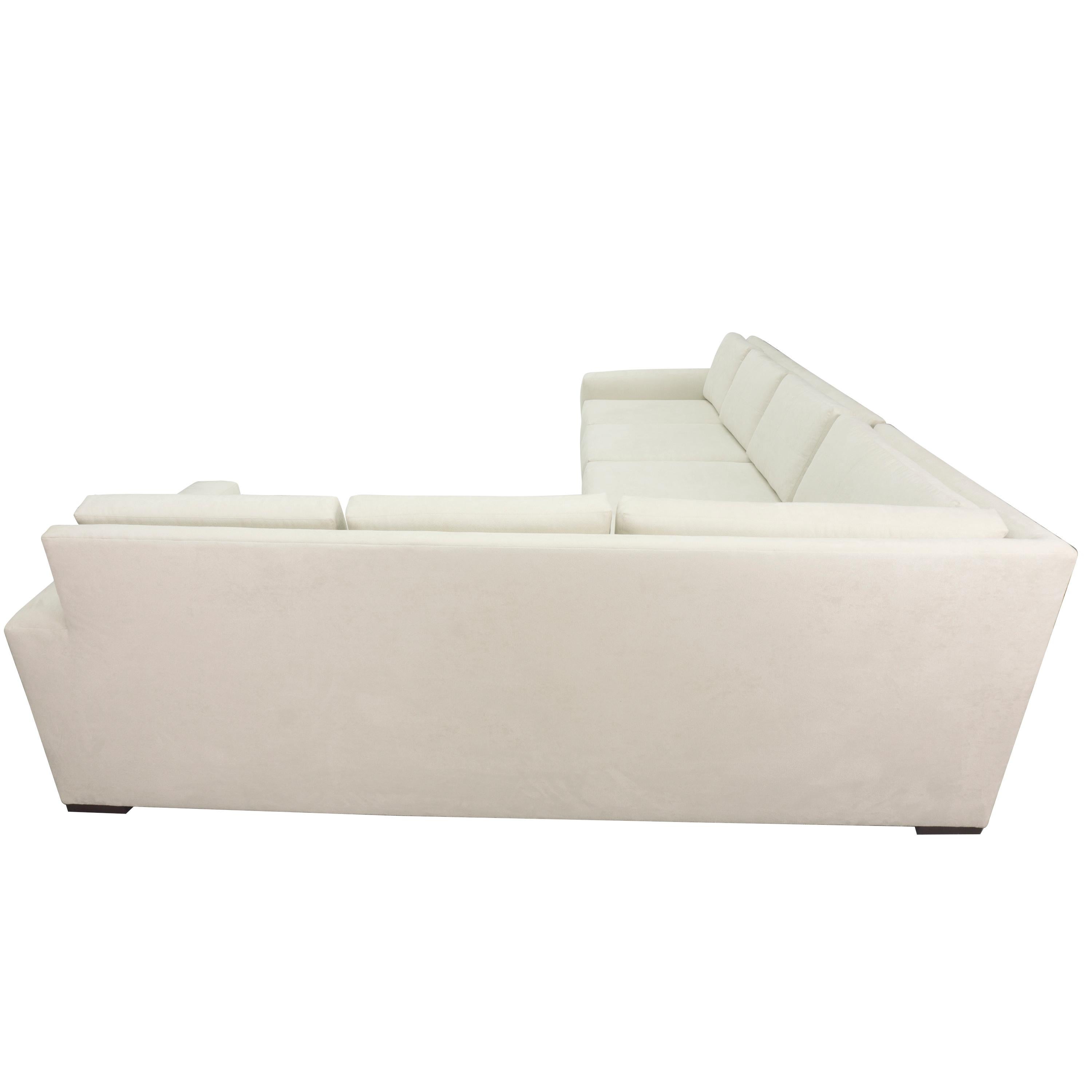 Minimalist Square Arm Loose Cushion Sectional Sofa, Customizable For Sale